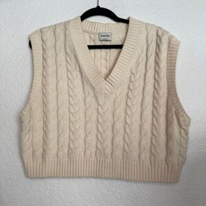 Cozy Cream Cable Knit Sweater Vest